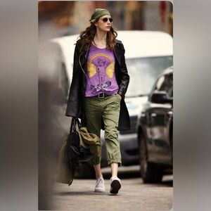 Lavender faded Shirt with Angel and Floral Design